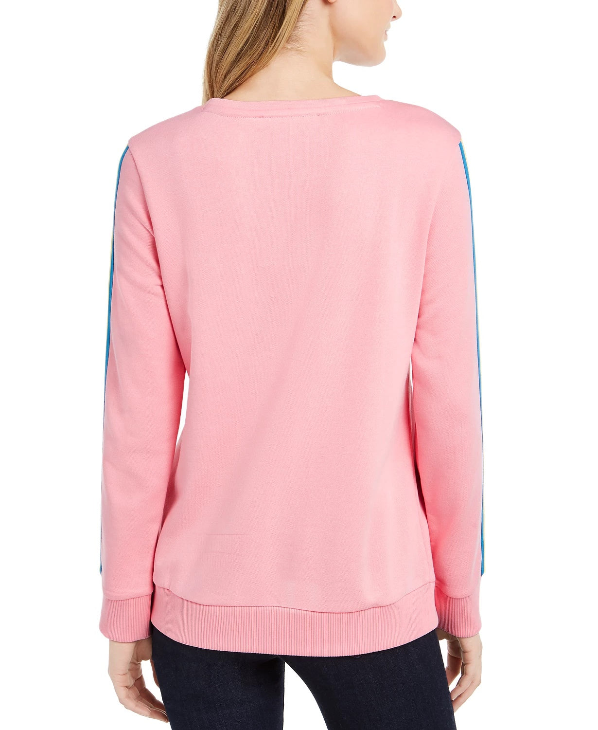 Tommy Hilfiger Moletom feminino com logo multicolorido rosa tamanho grande