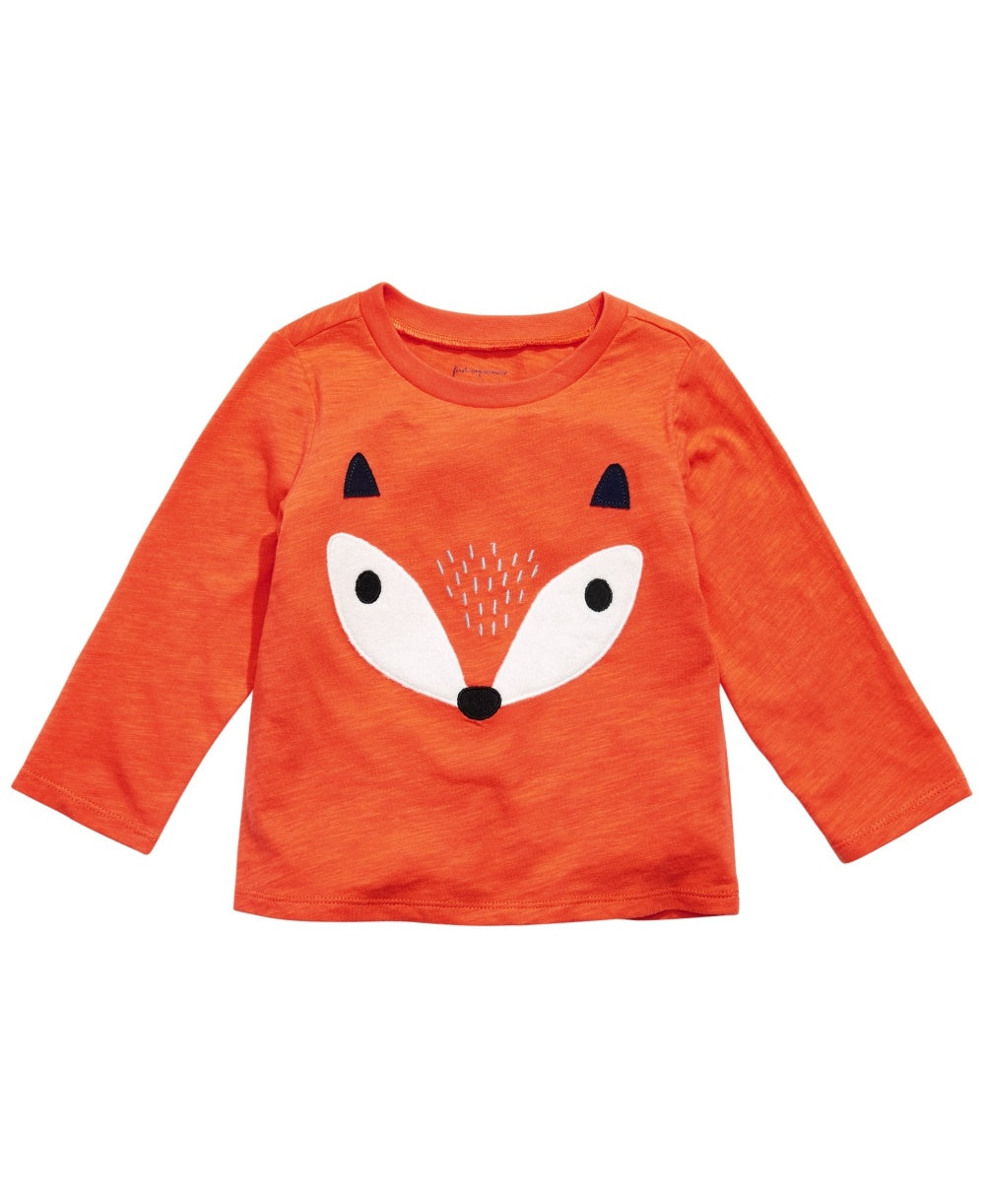 Camiseta infantil First Impressions Cotton Fox para meninos, tamanho médio, laranja, 3 a 6 meses