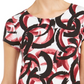 Camiseta feminina Alfani estampada com bainha redonda, vermelha, tamanho pequeno pequeno