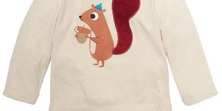 Camiseta manga longa esquilo First Impressions para bebê menino, bege, tamanho 18 meses