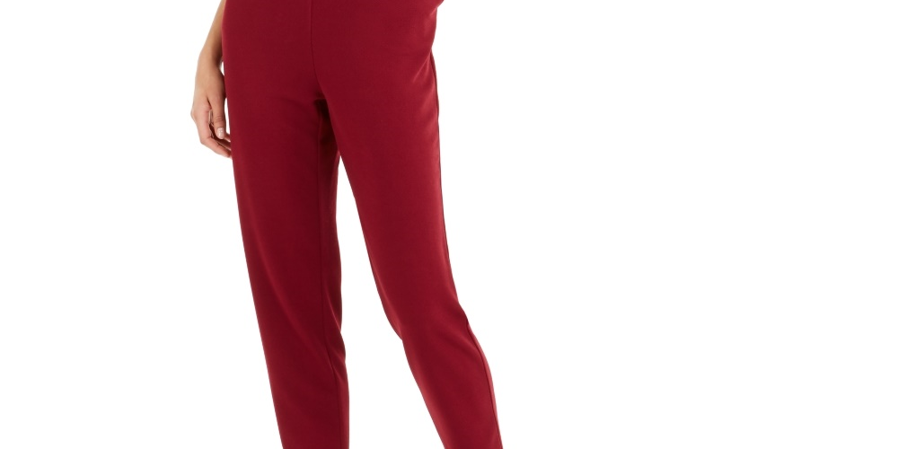 Macacão feminino Bar III de crepe com cinto vermelho tamanho 0