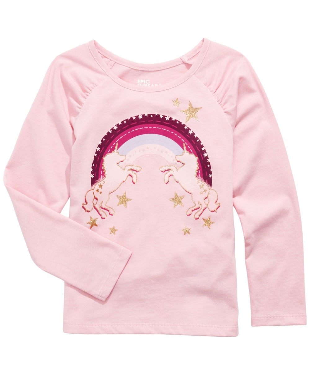 Camiseta infantil feminina Epic Threads com estampa de unicórnios arco-íris, rosa, tamanho 2T