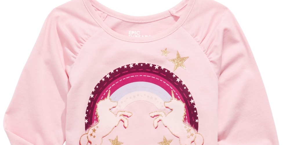Camiseta infantil feminina Epic Threads com estampa de unicórnios arco-íris, rosa, tamanho 2T