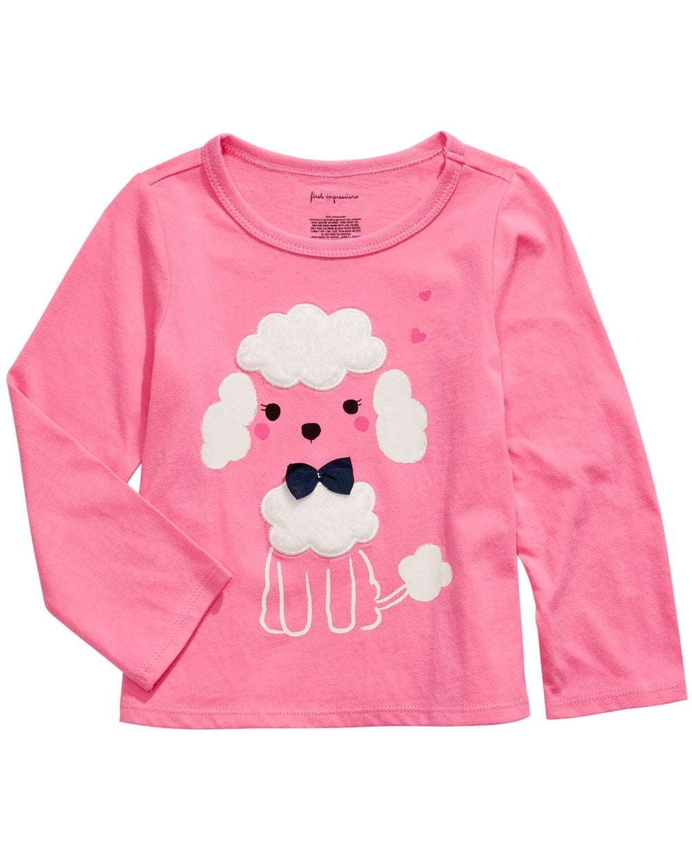 Camiseta Poodle de Algodão Manga Longa First Impressions para Bebê Menina Rosa Tamanho 24MOS