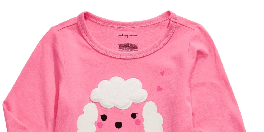 Camiseta Poodle de Algodão Manga Longa First Impressions para Bebê Menina Rosa Tamanho 24MOS