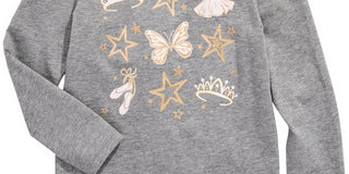 Epic Threads Kid's Little Girls Ballet Crown Long Sleeve T Shirt Gray Size 6X