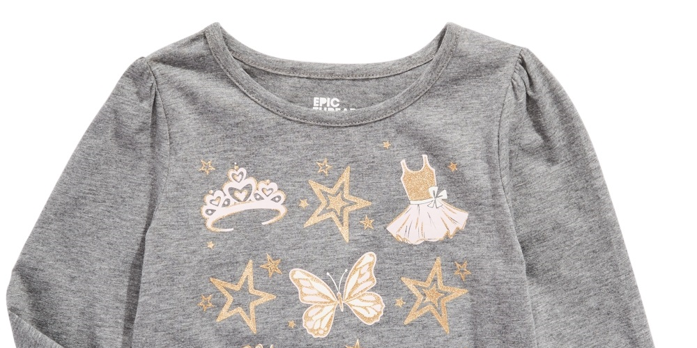 Camiseta infantil feminina Ballet Crown da Epic Threads, cinza, tamanho 2T