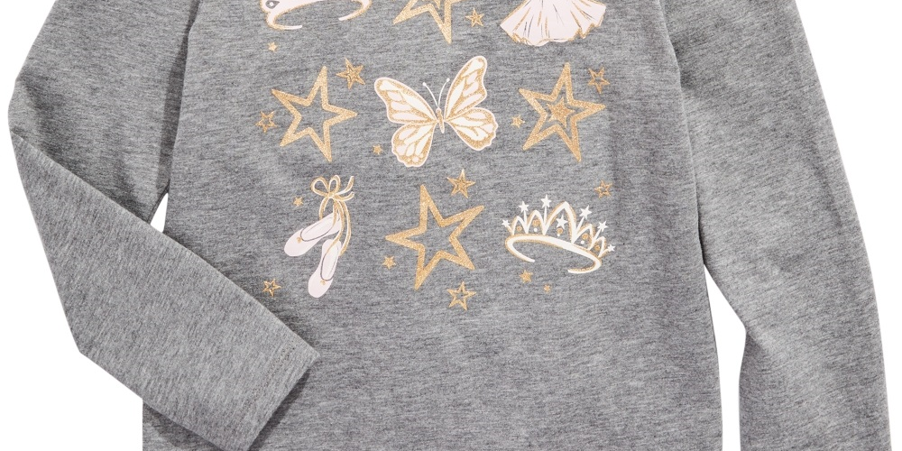 Camiseta infantil feminina Ballet Crown da Epic Threads, cinza, tamanho 2T