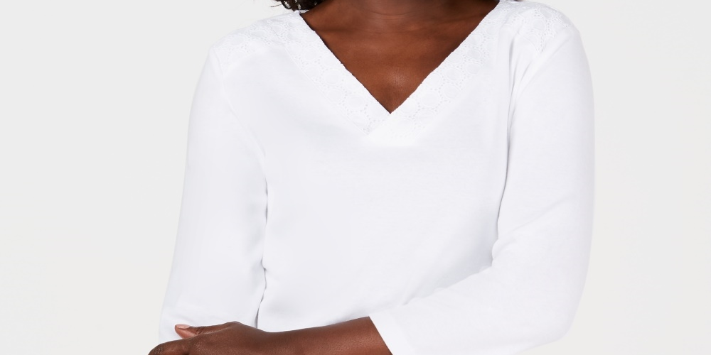 Karen Scott Top Feminino com Acabamento em Ilhós Branco Tamanho Médio