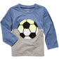 Camiseta infantil First Impressions para meninos com estampa de futebol e blocos de cores, azul médio, tamanho 3T REG