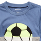 Camiseta infantil First Impressions para meninos com estampa de futebol e blocos de cores, azul médio, tamanho 3T REG