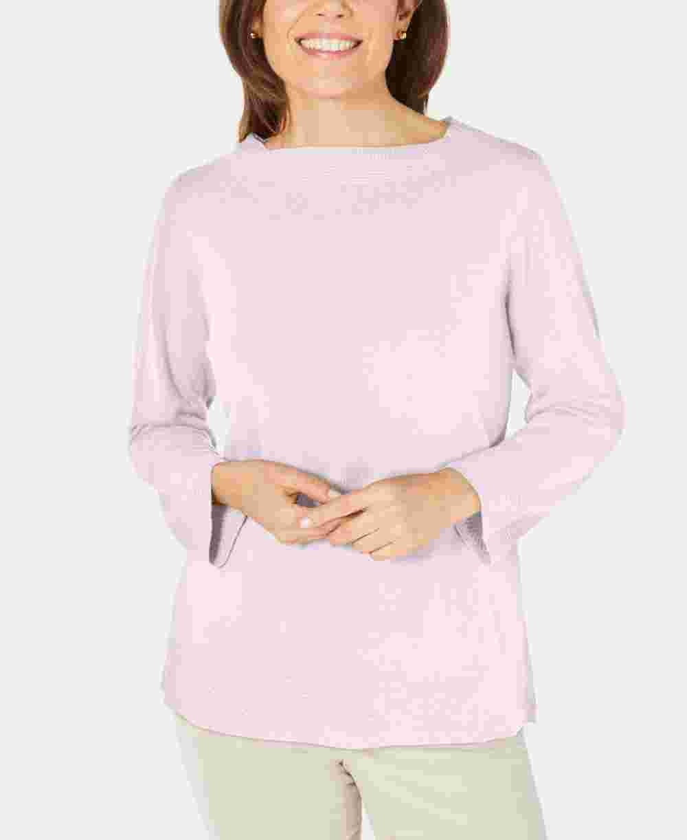 Karen Scott Suéter Feminino Gola Bateau Manga Longa Rosa Tamanho X-G