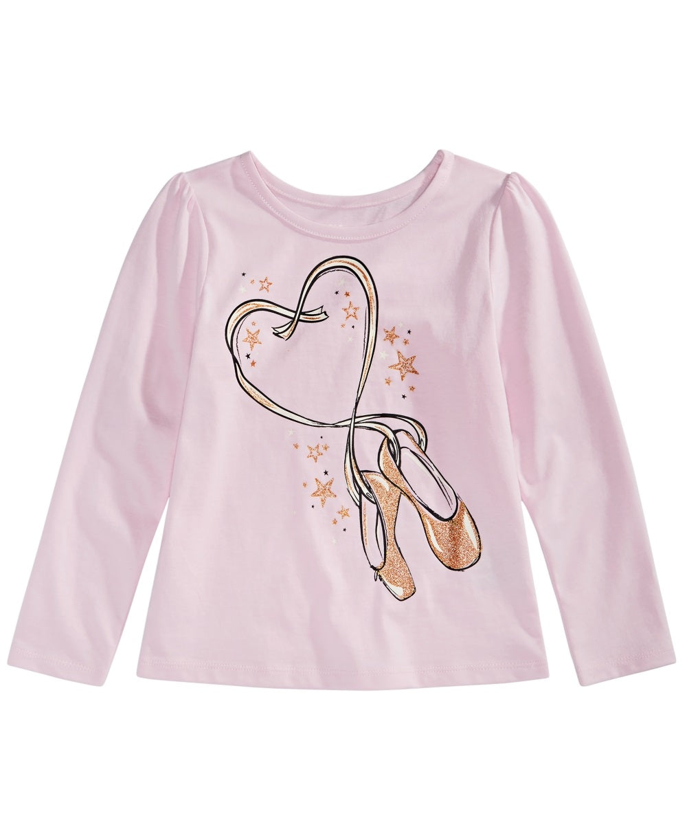 Camiseta infantil Epic Threads com sapatilhas de balé rosa tamanho 5