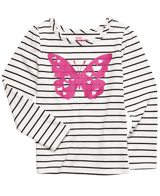 Epic Threads Little Girl's Striped Butterfly T-Shirt White Size 6