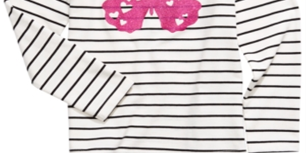 Camiseta listrada de borboleta para meninas Epic Threads, branca, tamanho 6