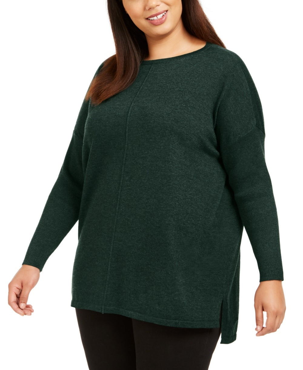 Suéter túnica plus size feminino com costura frontal, verde, tamanho 4X