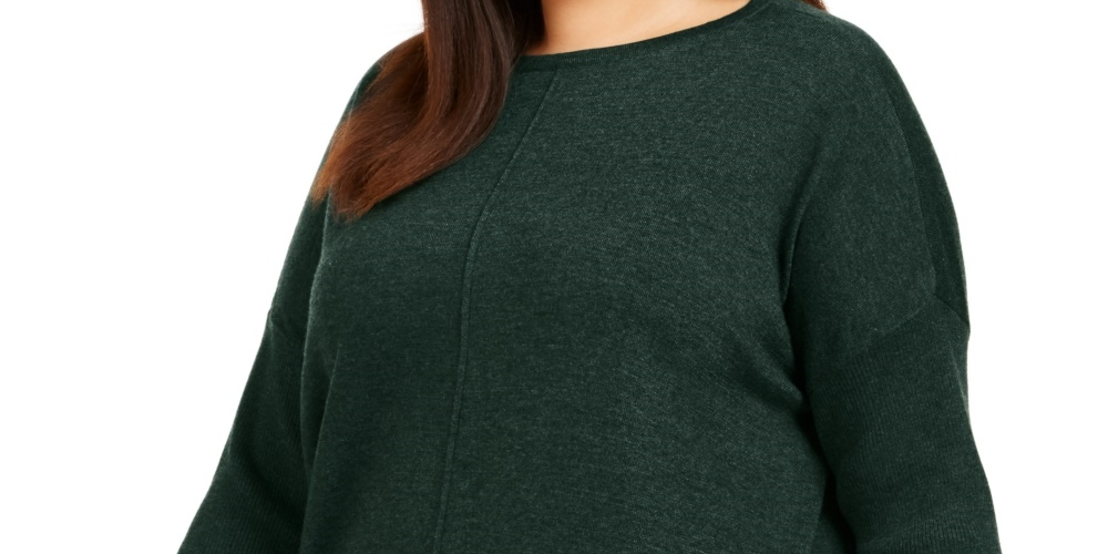 Suéter túnica plus size feminino com costura frontal, verde, tamanho 4X