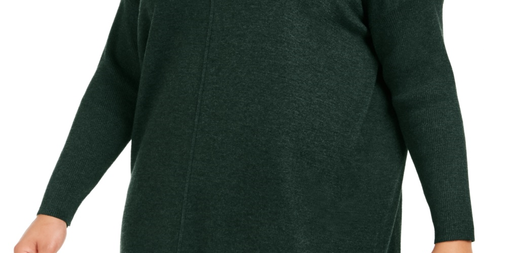 Suéter túnica plus size feminino com costura frontal, verde, tamanho 4X