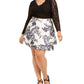 Vestido feminino City Studios com 2 peças, renda brilhante e estampa floral, preto, tamanho 14W
