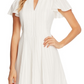 Vestido feminino CeCe, corte A, decote aberto, manga curta, branco, tamanho 14