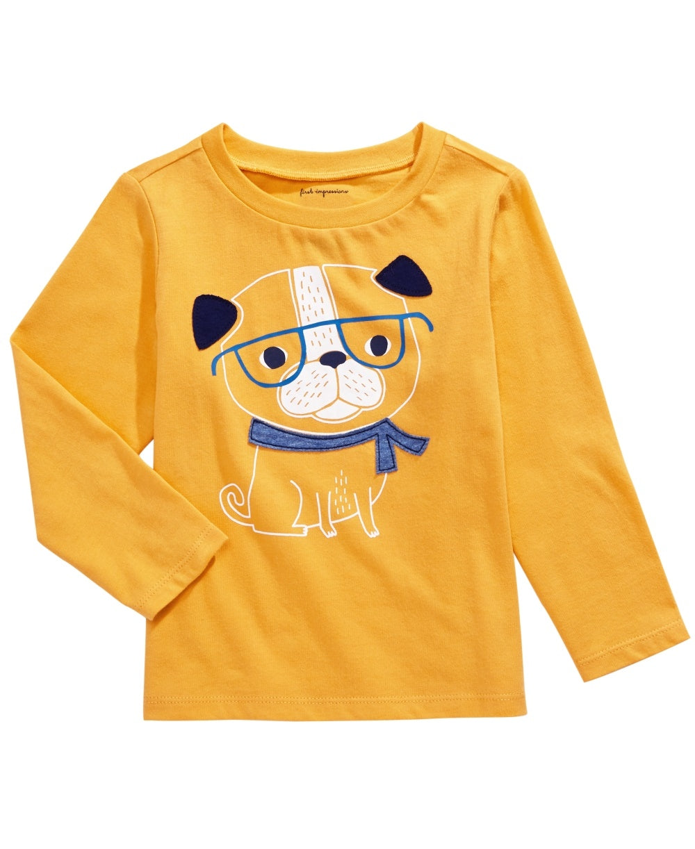 Camiseta infantil de algodão Smart Dog First Impressions para meninos, tamanho dourado, 12 meses