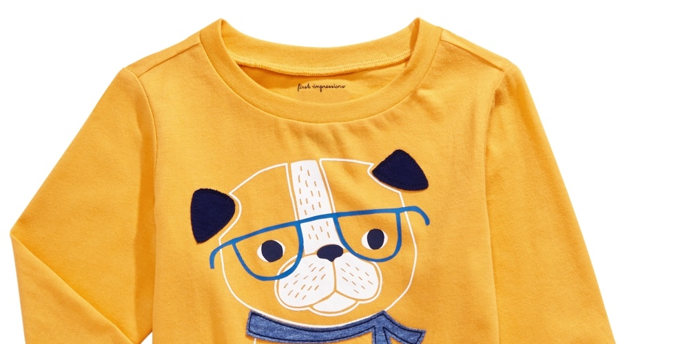Camiseta infantil de algodão Smart Dog First Impressions para meninos, tamanho dourado, 12 meses