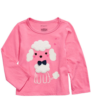 Camiseta infantil de algodão manga comprida com estampa de poodle First Impressions, rosa, tamanho 6, MOS