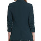 Blazer feminino Dkny com manga franzida e frente aberta, verde, tamanho 16