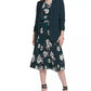 Blazer feminino Dkny com manga franzida e frente aberta, verde, tamanho 16