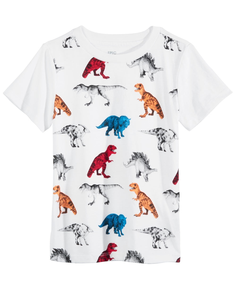 Camiseta Epic Threads para meninos, dinossauro, branca, tamanho 7