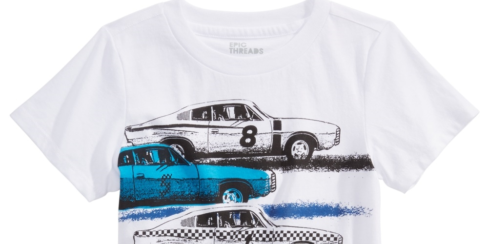 Camiseta infantil Epic Threads com estampa de carros antigos para meninos, tamanho 7, branca