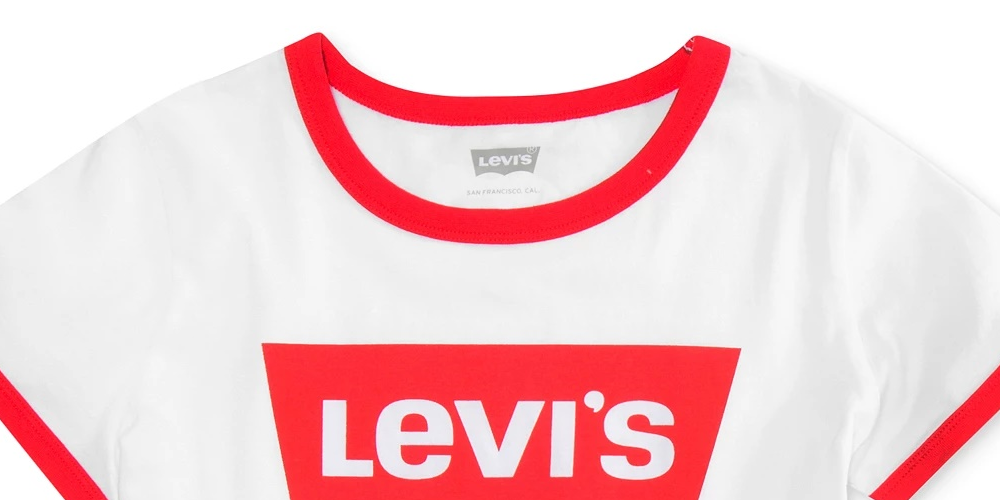 Camiseta infantil Levi's Batwing Ringer grande para meninas, branca, tamanho 6