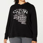 Camiseta Calvin Klein Feminina Performance Plus Size com Capuz e Logotipo, Preta, Tamanho 1X