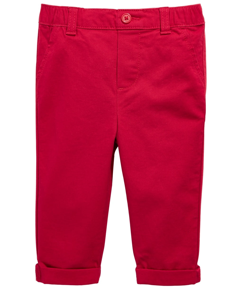 Calça Chino Elástica Infantil First Impressions para Bebê Meninos Vermelha Tamanho 3
