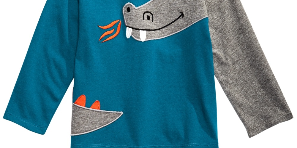 Camiseta infantil infantil First Impressions Baby Boys Dragon Azul Tamanho 18 MOS