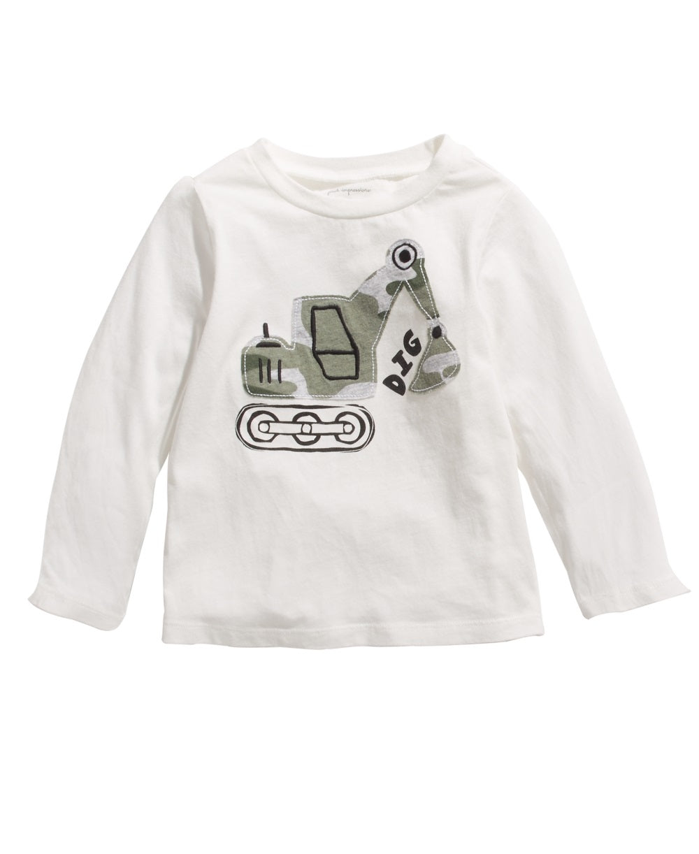 Camiseta de algodão estampada para meninos First Impressions, branca, tamanho 3 a 6 meses