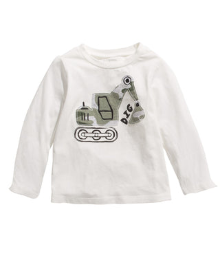 Camiseta de algodão estampada para meninos First Impressions, branca, tamanho 3 a 6 meses