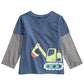 Camiseta infantil First Impressions com estampa de trator e camadas, azul, tamanho 12 meses