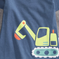 Camiseta infantil First Impressions com estampa de trator e camadas, azul, tamanho 12 meses