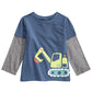 Camiseta infantil First Impressions para meninos com estampa de trator e aparência em camadas, azul médio, tamanho 3-6 meses