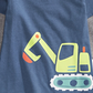 Camiseta infantil First Impressions para meninos com estampa de trator e aparência em camadas, azul médio, tamanho 3-6 meses