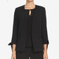 Blazer feminino CeCe com frente aberta e mangas amarradas, preto, tamanho 0
