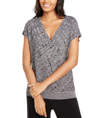 Suéter feminino Alfani com sobrepeliz texturizado e frente única, preto, tamanho XX-G