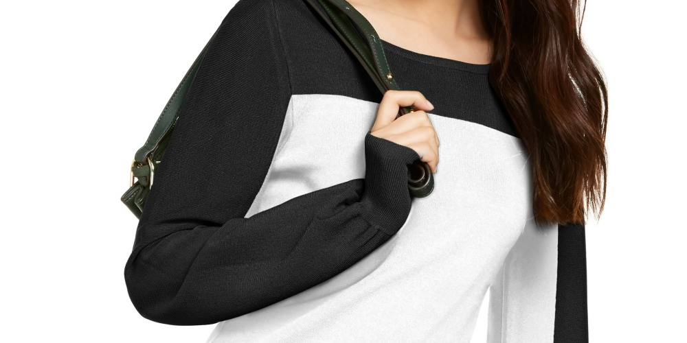 Suéter feminino colorblock da INC International Concepts, preto, tamanho XXG