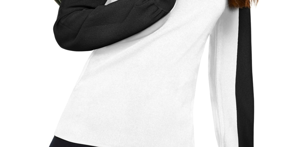 Suéter feminino colorblock da INC International Concepts, preto, tamanho XXG