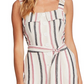 Macacão feminino Vince Camuto Canyon Stripe sem mangas em mistura de linho rosa tamanho médio