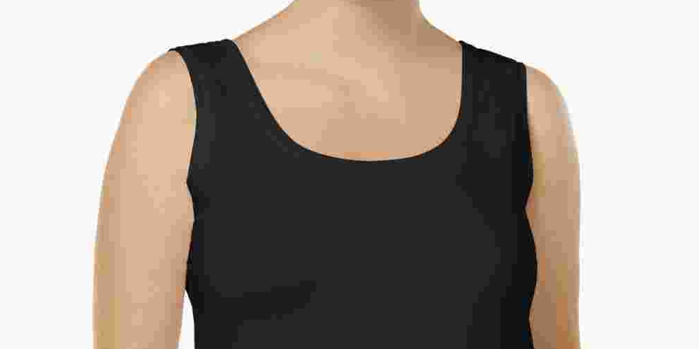 Blusa básica feminina Alfani Plus Size com decote redondo, preta, tamanho 1X