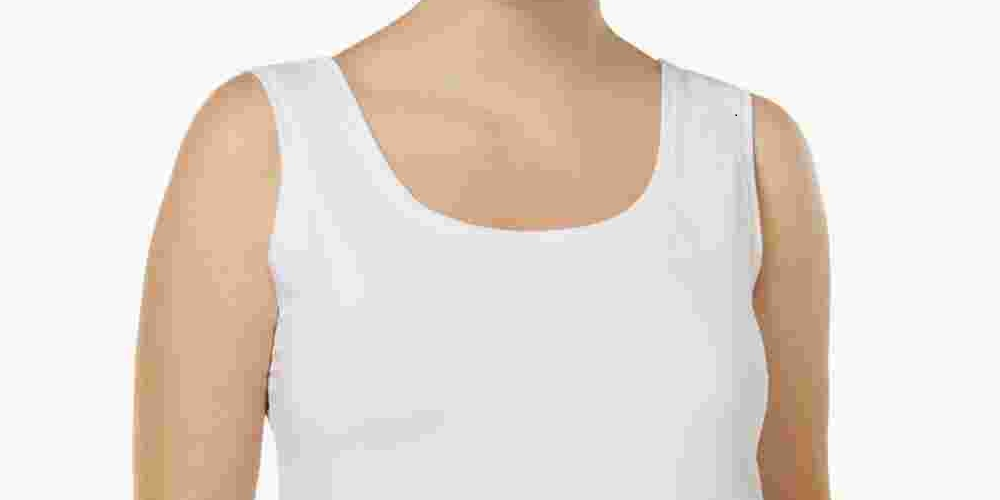 Blusa básica feminina Alfani Plus Size com decote redondo, branca, tamanho 1X