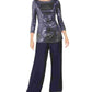 Jessica Howard Blusa feminina com lantejoulas e manga 3/4, gola redonda, azul, tamanho 14