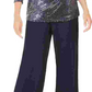 Jessica Howard Blusa feminina com lantejoulas e manga 3/4, gola redonda, azul, tamanho 14